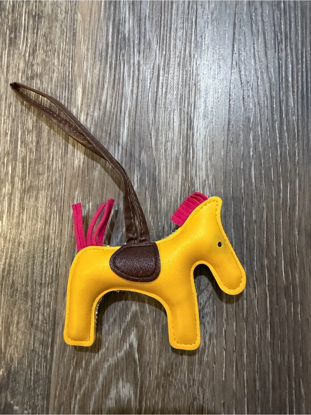 Sparkly White Pony Keychain with Pink Mane and Yellow Saddle